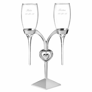 Bruiloft Glazen Met Zilveren Hartstandaard
