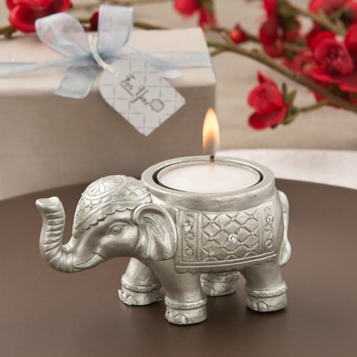 Good luck silver Indian elephant Waxinelicht Bedankjes
