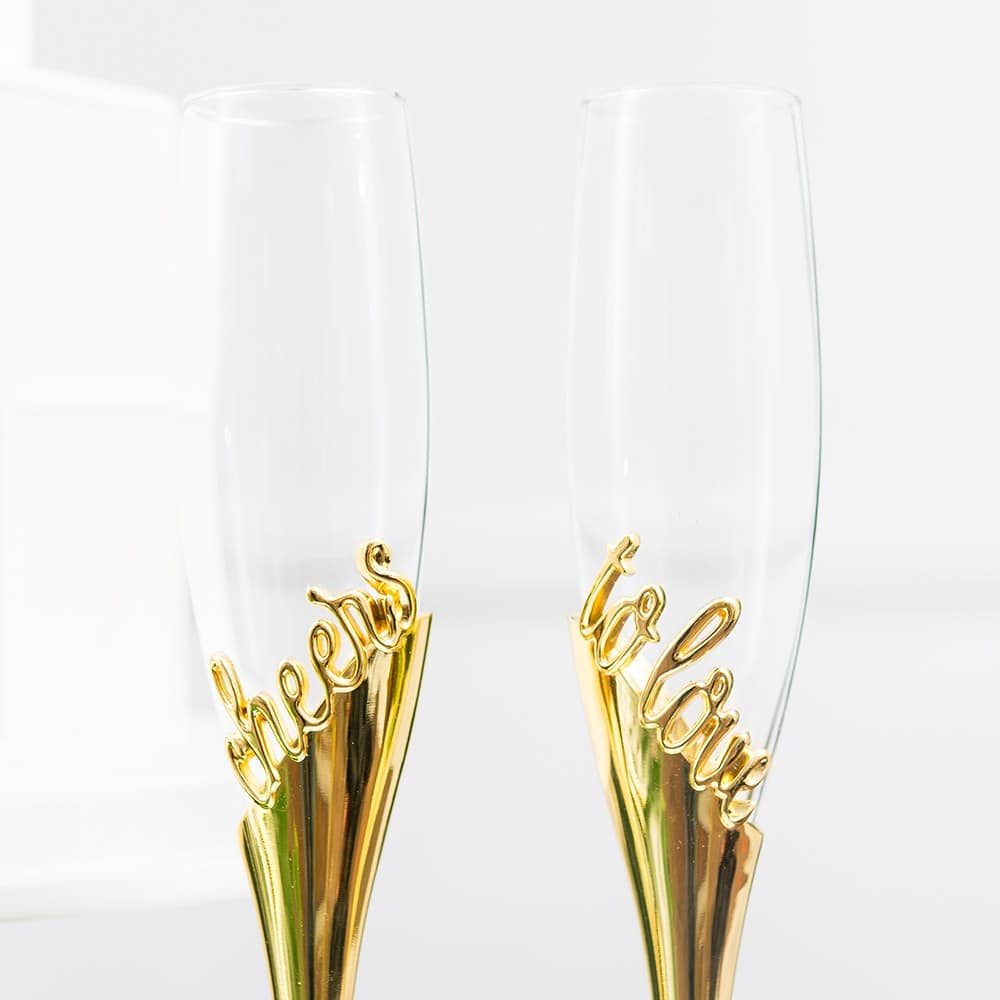 Champagneglazen Goud - Cheers To Love
