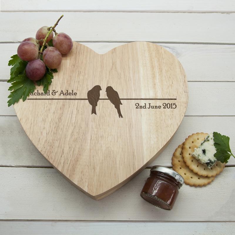 love birds romantic heart cheese board per965 001