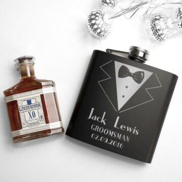 thank you for being my groomsman personalised black matte hip flask per2059 001