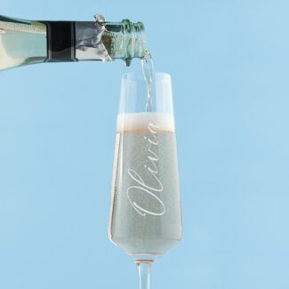 champagneglas gepersonaliseerd voor haar met sierlijke naamgravure