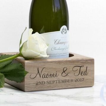 personalised solid oak champagne holder per2543 001