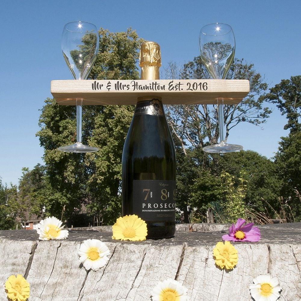 personalised welsh ash wooden champagne holder per1037 001
