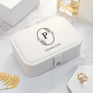 Reis Sieradendoosje Elegant Wit - Luxe Gepersonaliseerd Etui voor Reizigers