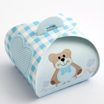 Mini Cupcake Doosjes - Blauwe Teddybeer - 40 x 40 x 35 mm - 10 stuks