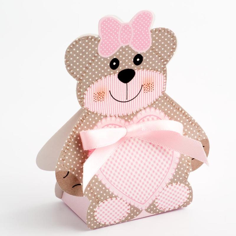Pink Teddy Bear - Bear Box 60x40x120mm - 10 Pack