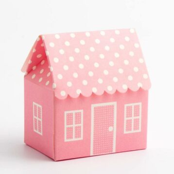 Roze Doosjes - Polka Dot Huis 60 x 40 x 70 mm - 10 stuks