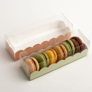 Luxe Macaron Doosjes met Groene Inzet - 19 x 5 x 5 cm - 10 Stuks