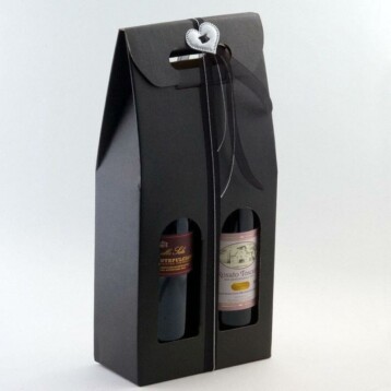 Wijndozen Zwart Zijdeglans met Venster - 2 Flessen - 10 Stuks