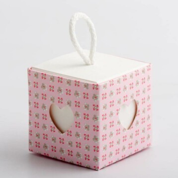 Doosjes Roze - Bloem Design met Koord & Hart Venster – 5 cm – 10 stuks