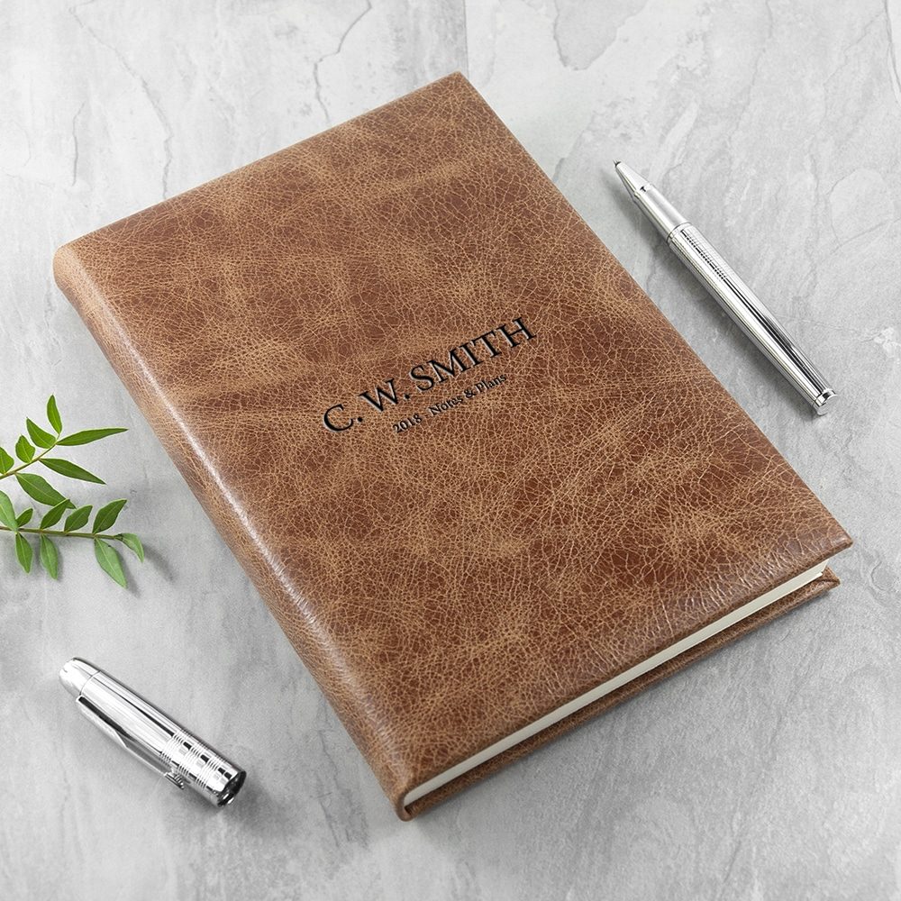 engraved natural tan leather notebook per3078 sml 1