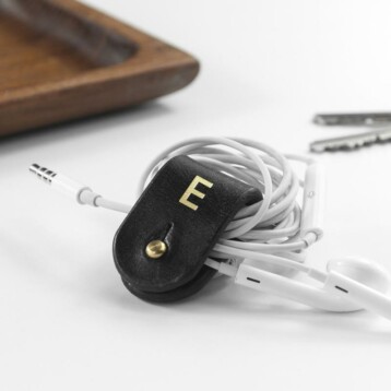 monogrammed leather earphones holder per3322 bla