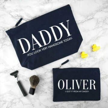 personalised daddy me navy wash bags per2799 dad 2