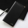 personalised luxury black leather travel wallet per3215 001