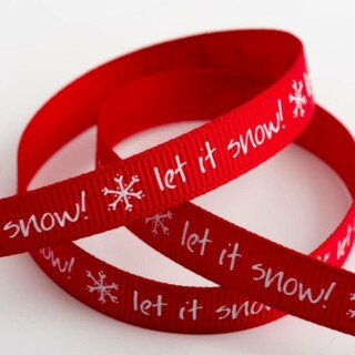 Let it Snow Kerst Lint Rood Grosgrain - 9 mm x 5 M
