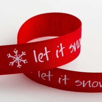 Let it Snow Kerst Lint Rood Grosgrain - 16 mm x 5 M