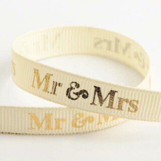 Mr & Mrs Grosgrain Lint Creme / Goud