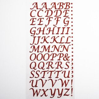 Zelfklevende Letters Script - Rood Glitter