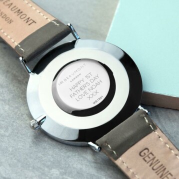 mens modern vintage personalised leather watch in ash per2807 san