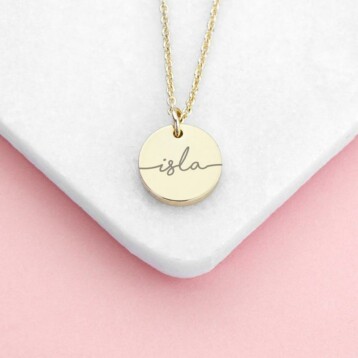 personalised disc necklace per3753 gld