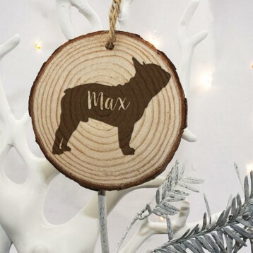 Kerstboom Decoratie Hond Silhouet met Naam