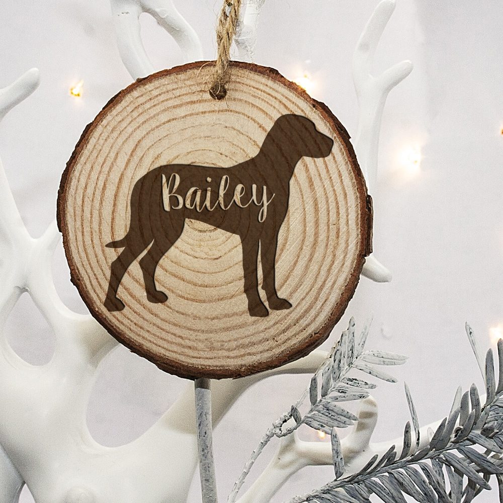 personalised engraved dog silhouette christmas tree decoration per2432 dal