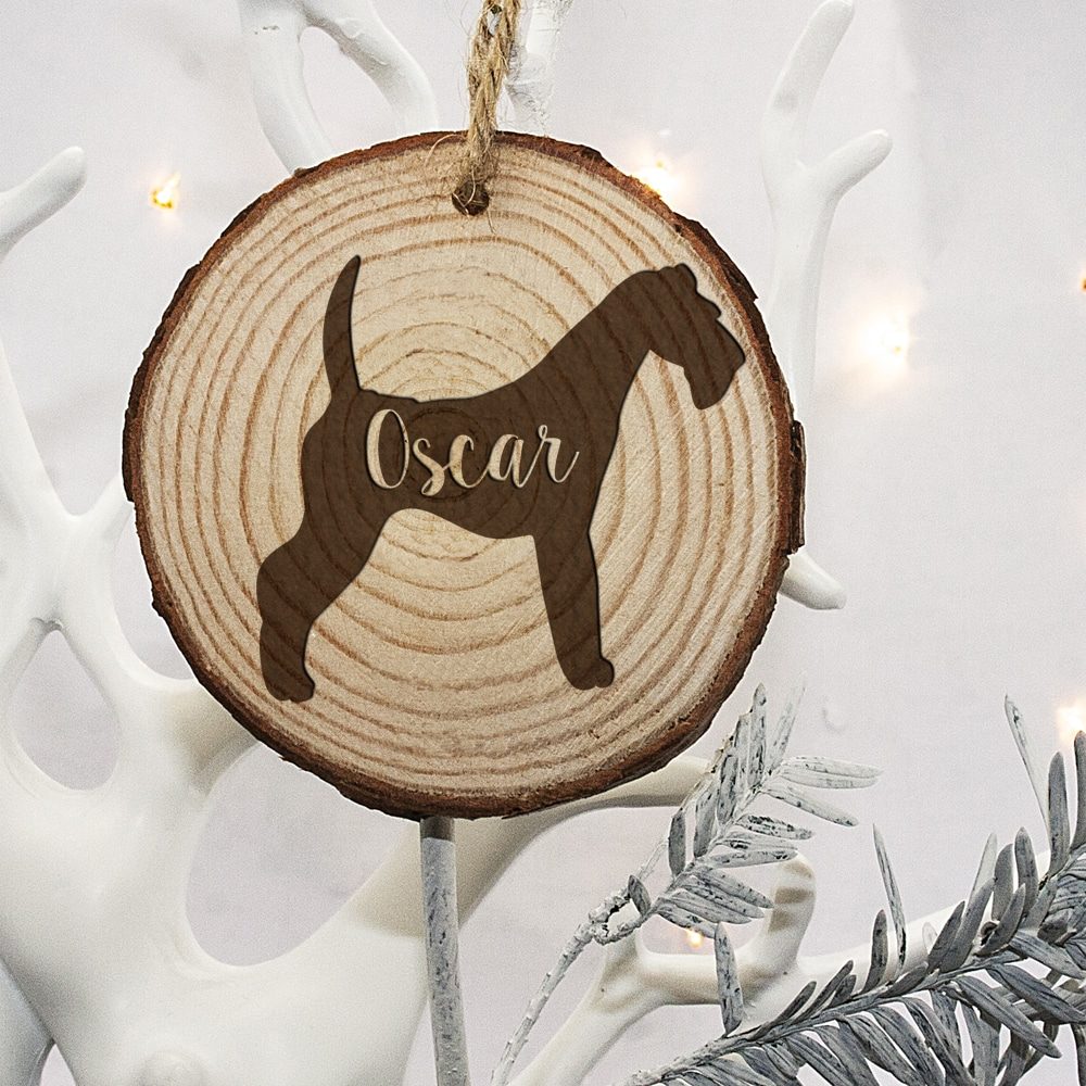 personalised engraved dog silhouette christmas tree decoration per2432 ter