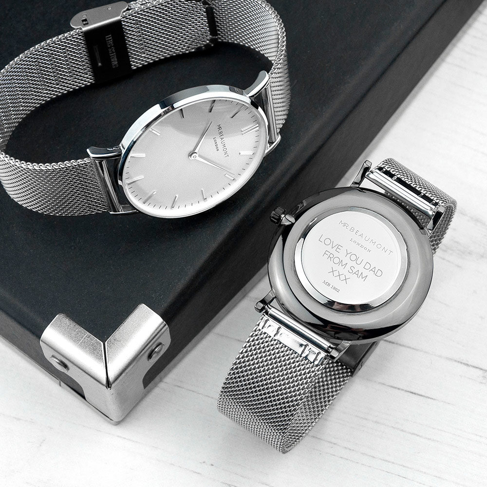 personalised mens metallic silver watch per2997 san