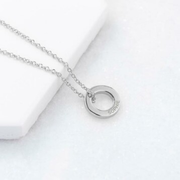 personalised mini ring necklace per3751 sil