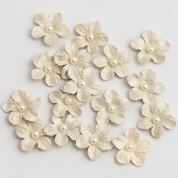 Glitter Papieren Bloemen Petite - Ivoor 16 stuks