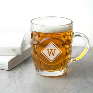 diamond monogrammed dimpled beer glass per2812 001