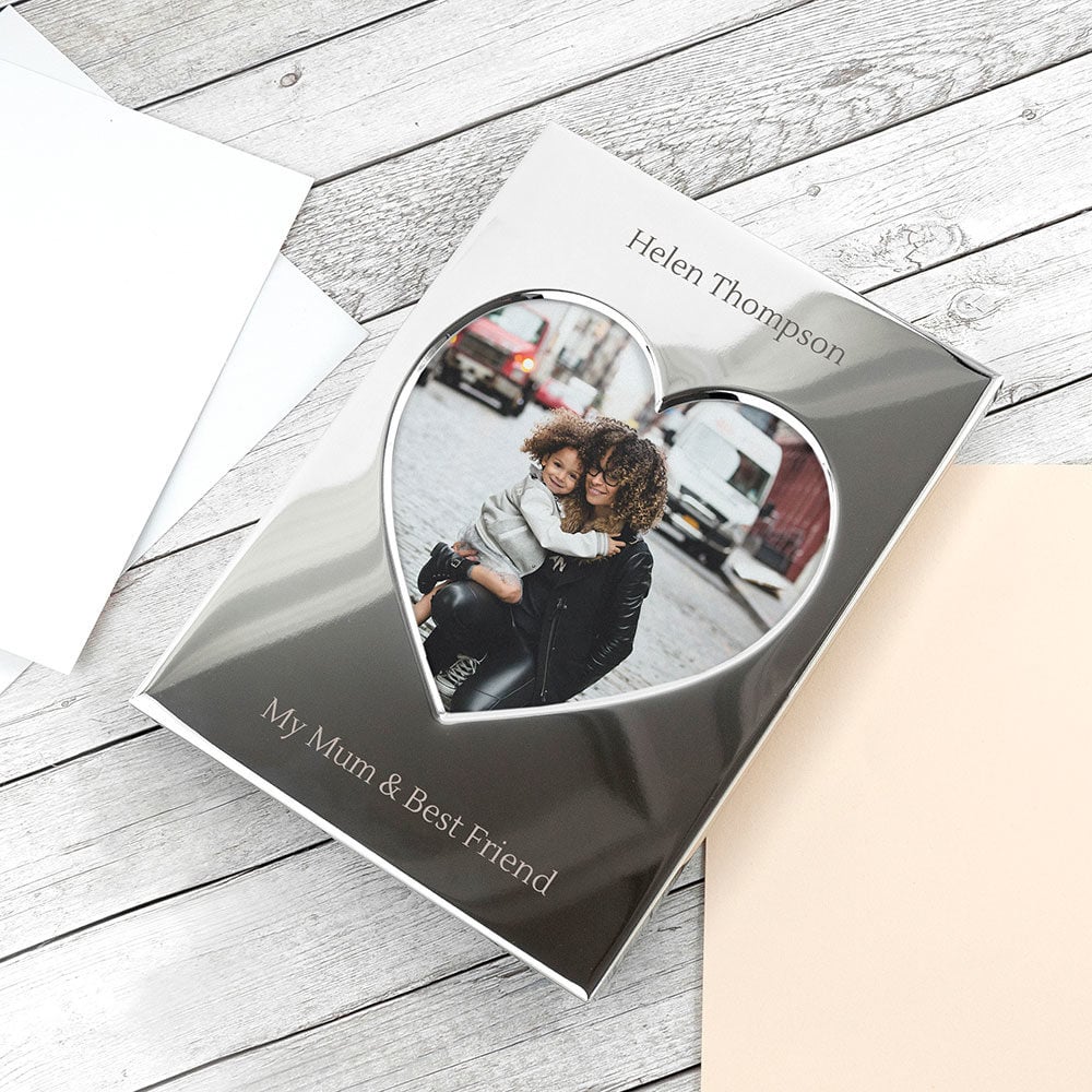 personalised silver plated heart photo frame per3205 001