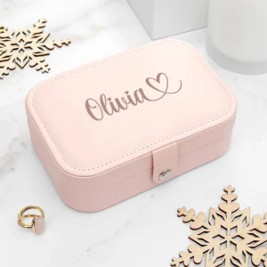 Reis Sieradendoosje met Naam - Roze - Glamoureus Gepersonaliseerd Cadeau voor Haar
