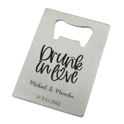 Drunk in Love Roestvrijstaal Opener Zilver voor Romantisch Trouwfeest Geschenkje