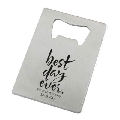 Flesopener Best Day Ever Zilver als Gepersonaliseerd Bruiloft Bedankje Cadeautje