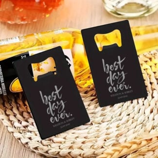 Flesopener Best Day Ever Zwart als Gepersonaliseerd Bruiloft Bedankje Cadeautje