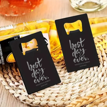 Flesopener Best Day Ever Zwart als Gepersonaliseerd Bruiloft Bedankje Cadeautje