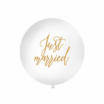 Just Married Reuze Ballon - Pastel Wit & Goud.2