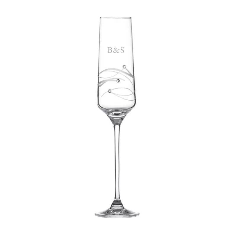 Gepersonaliseerde Spiraal Champagneglazen met Echte Swarovski Kristallen.2