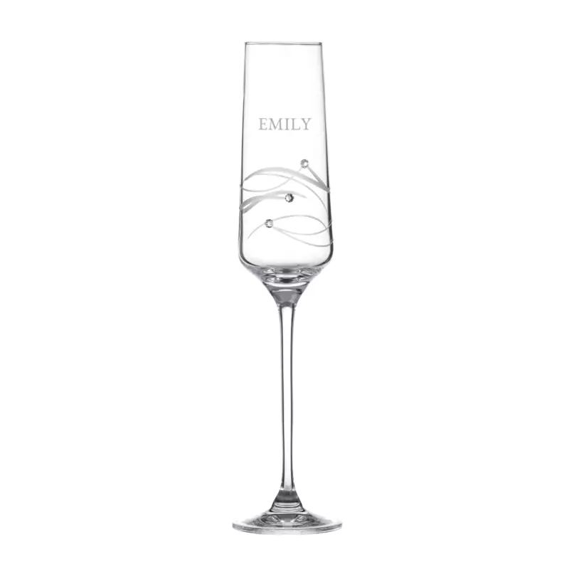 Gepersonaliseerde Spiraal Champagneglazen met Echte Swarovski Kristallen.3