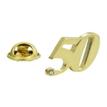 Gouden Jubileum Pin Badge - 50 met Kristallen Accenten