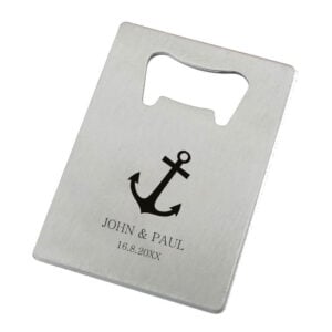 Anker Flesopener RVS Zilver met Nautisch Thema als Gepersonaliseerd Bruiloft Bedankje