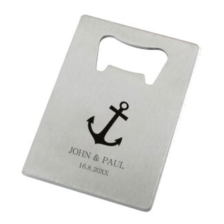 Anker Flesopener RVS Zilver met Nautisch Thema als Gepersonaliseerd Bruiloft Bedankje