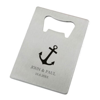 Anker Flesopener RVS Zilver met Nautisch Thema als Gepersonaliseerd Bruiloft Bedankje
