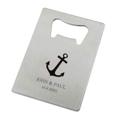 Anker Flesopener RVS Zilver met Nautisch Thema als Gepersonaliseerd Bruiloft Bedankje