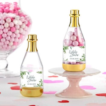 Eucalyptus Charme Gepersonaliseerd Champagnefles Bedankje met Botanisch Design