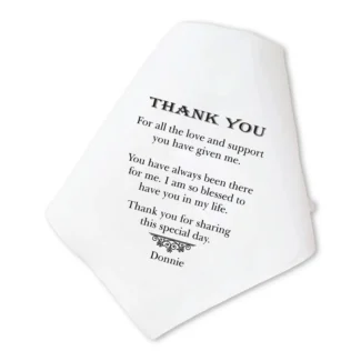 Gepersonaliseerde Thank You Zakdoek als Emotioneel Huwelijkscadeau met Naam