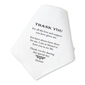 Gepersonaliseerde Thank You Zakdoek als Emotioneel Huwelijkscadeau met Naam