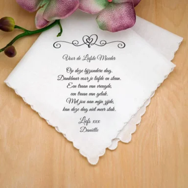 Gepersonaliseerde Zakdoek Liefste Moeder als Emotioneel Bruiloftscadeau met Naam